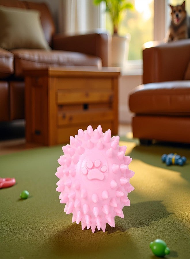 Bwexxt Pink Dogs Spiky Ball No Squeak Chew Long Lasting Dog Balls for Aggressive Chewers Puppy Teething Training Dogs Spiky Rubber Ball Easy to Throw for Aggressive Heavy Chewers - Image 3